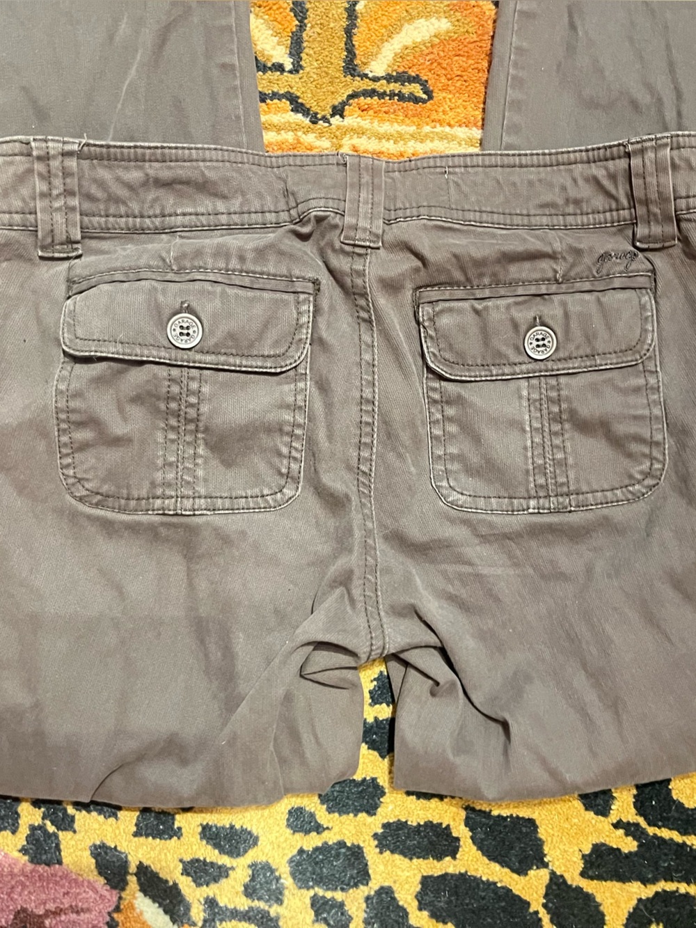 Vintage Garage brown corduroy flare pants with button back pockets